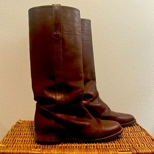 J. Crew Leather Riding Boots Knee-High with embroidery stitch | Made in Italy